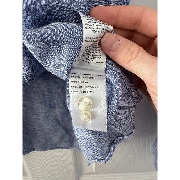 UNTUCKit Linen Blue Mens Button Down Collared Shirt - Picture 2 of 4